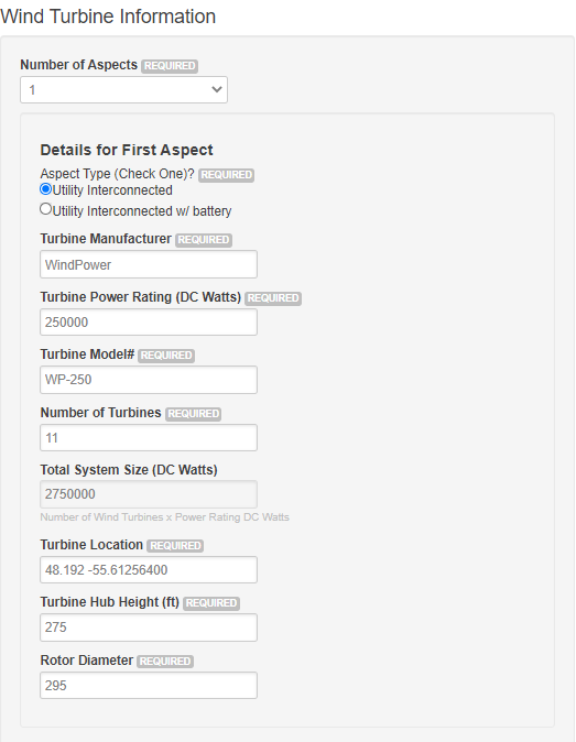 Wind Registration Instructions - Step 5 Screenshot